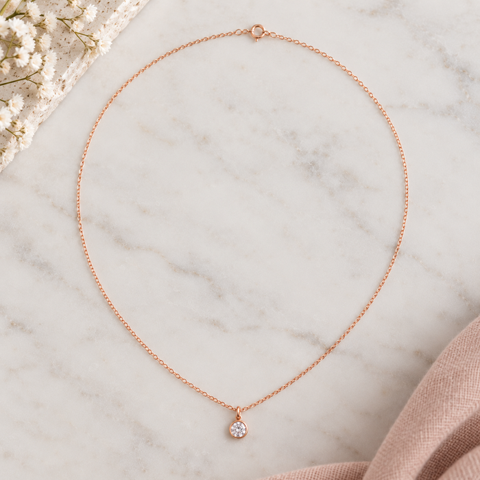 14K Rose Gold CZ Necklace – One of a Kind