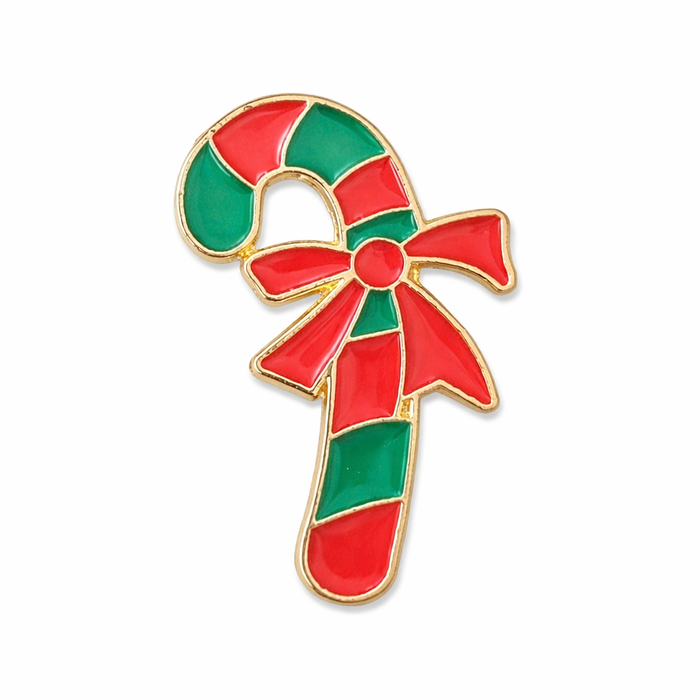 Candy Cane Enamel Pin – Christmas Holiday Santa Accessory