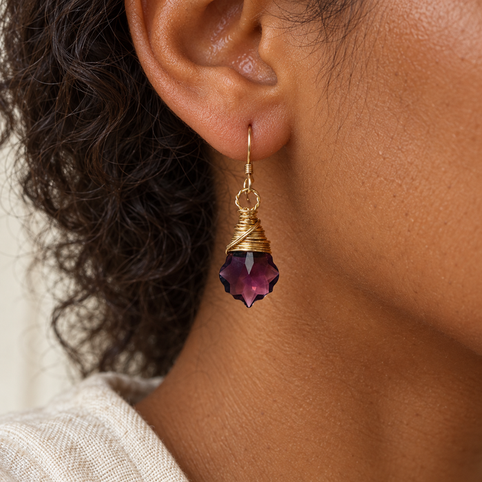 Amethyst Swarovski Baroque Crystal Earrings