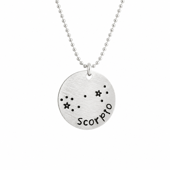OOAK Hand-Stamped Scorpio Constellation Necklace