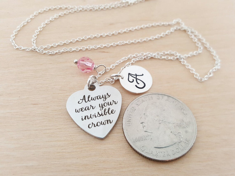 Always Wear Your Invisible Crown Necklace – Personalized Birthstone & Initial
