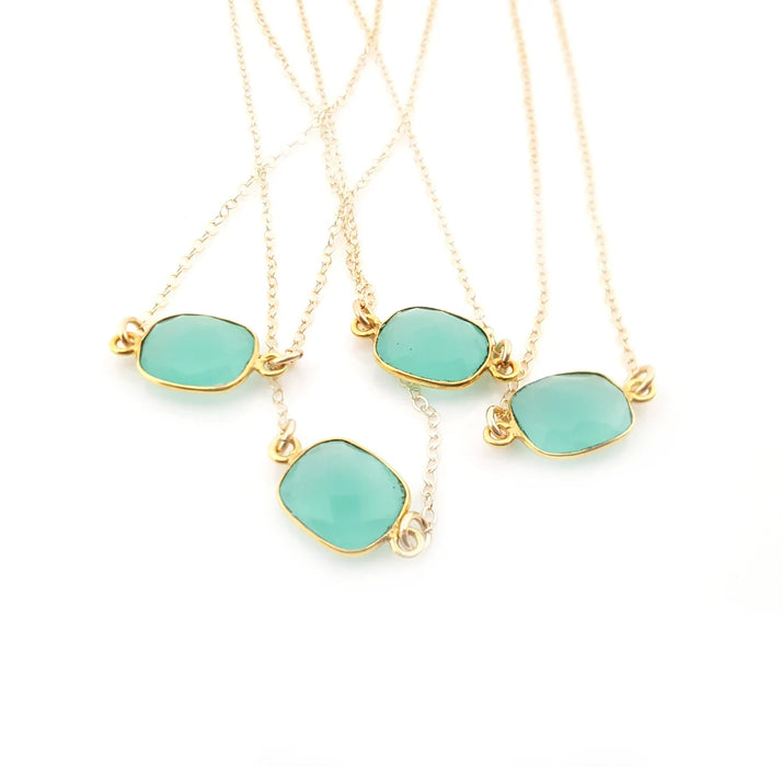 Chalcedony Gemstone Necklace - Gemstone Gold Necklace