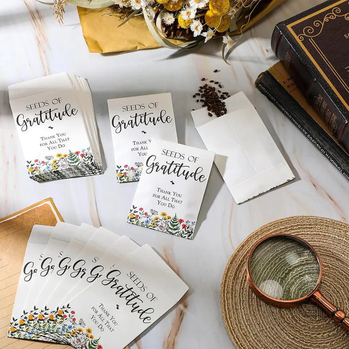 Seeds of Gratitude 25 Pack • Thank You Seed Packets • Wildflower Seed Favors