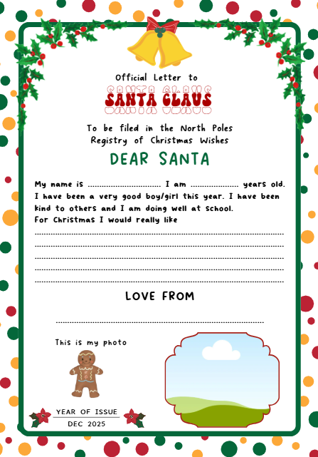 Santa Letter Bundle Canva Template – Nice List Certificate, Wish List & North Pole Envelopes