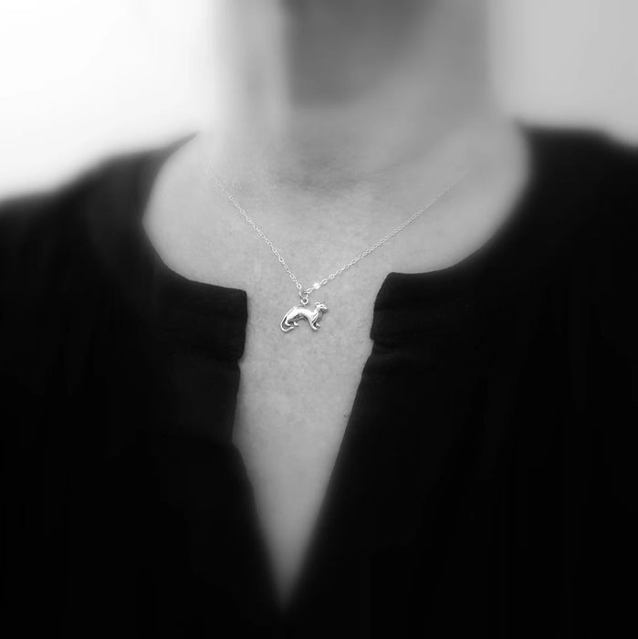 Tiny Ferret Necklace – Sterling Silver Pet Charm on 16" Chain