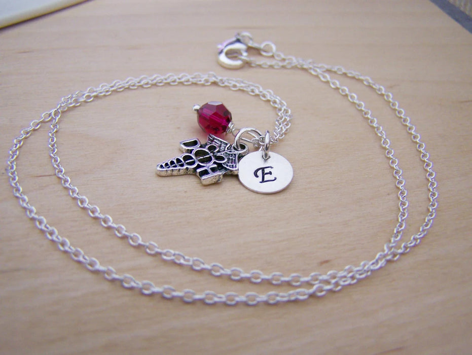 Dental Hygienist Necklace – Sterling Silver with Birthstone & Initial Charm