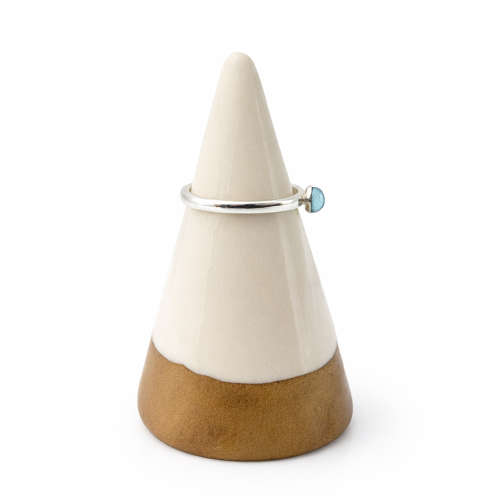 Tiny Aquamarine Birthstone Ring – March Birthstone Ring – Sterling Silver 2mm Band – Size 7 – Minimalist Stacking Ring