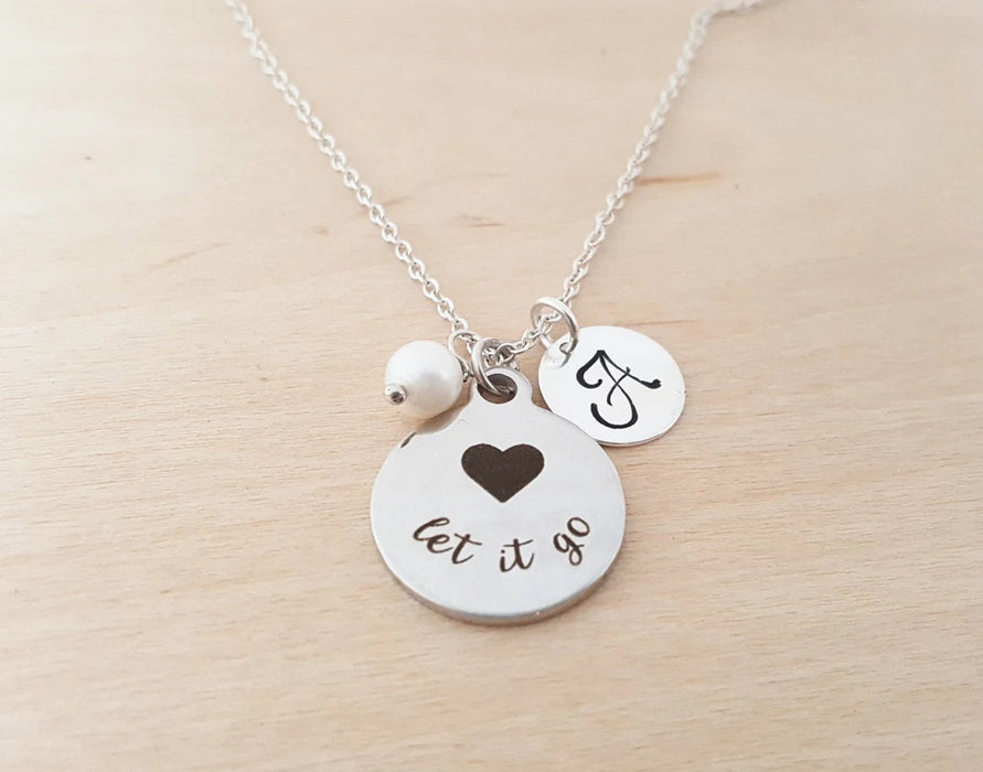 Let It Go Necklace – Sterling Silver with Birthstone & Initial Charm