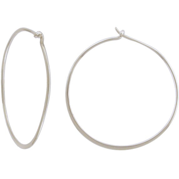Sterling Silver Half Hammered Circle Hoop Earrings – 30mm