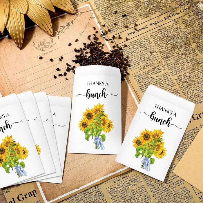 Thanks a Bunch Seed Packets – 25 Pack | Sunflower or Wildflower Seeds | Thank You Favors | Employee Appreciation