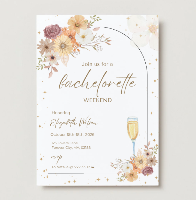 Wildflower Bachelorette Weekend Invitation – Canva Template