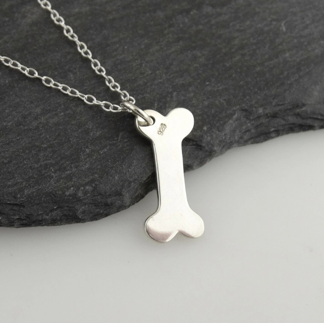 Sterling Silver Dog Bone Necklace – Minimal Dog Lover Charm Jewelry – Handmade in USA
