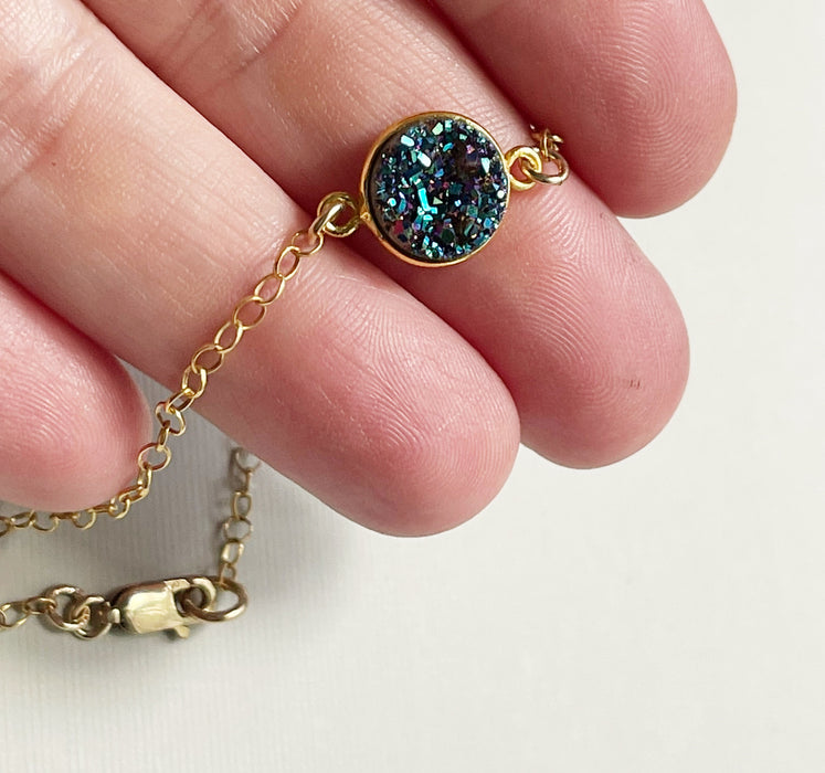 Rainbow Druzy Bracelet – 14k Gold Filled, 7.75 Inch