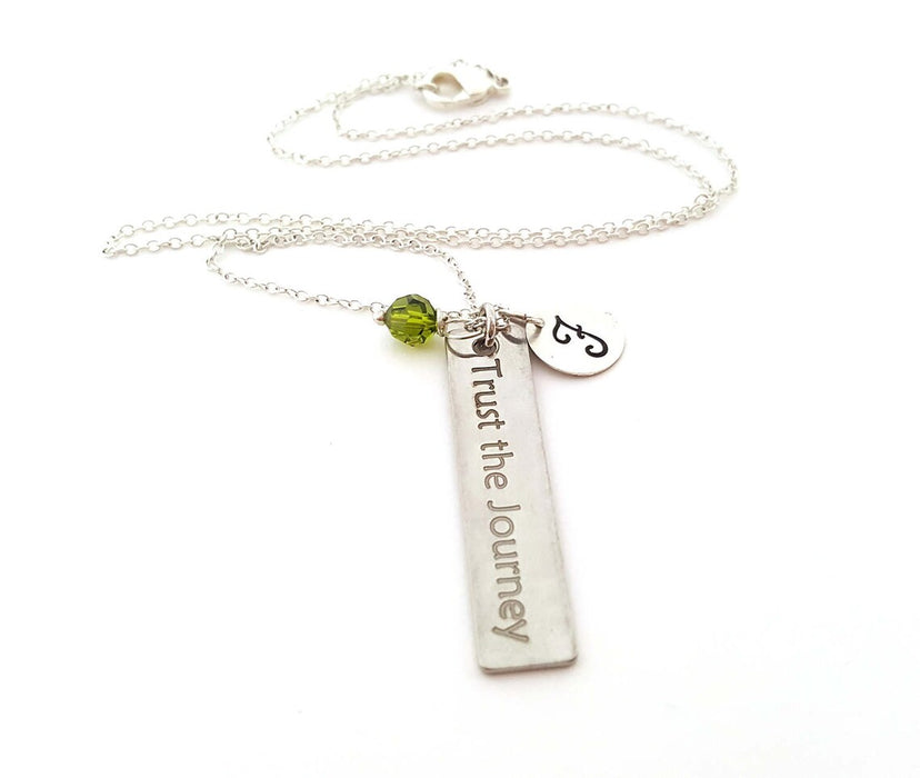 Trust the Journey Necklace – Sterling Silver with Birthstone & Initial Charm