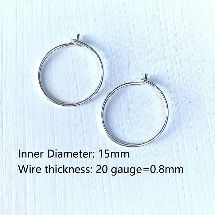 Sterling Silver Huggie Hoop Earrings – Thin Lightweight 15mm Hoops for Women