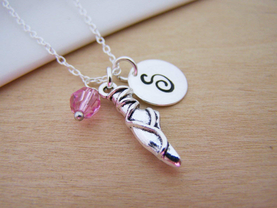 Ballet Slipper Charm Necklace – Personalized Sterling Silver Jewelry