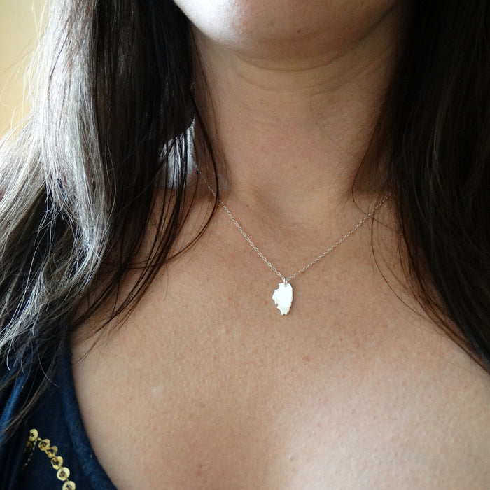 Illinois State Necklace – Sterling Silver IL Charm on 16" Chain