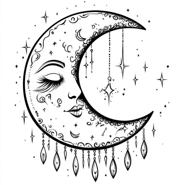Boho Moon Coloring Book – 52 Page Instant Download