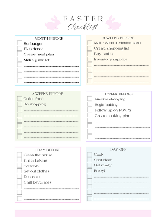 Printable Easter Planner – 40-Page Canva Template for Meals, Baskets, Egg Hunts & More