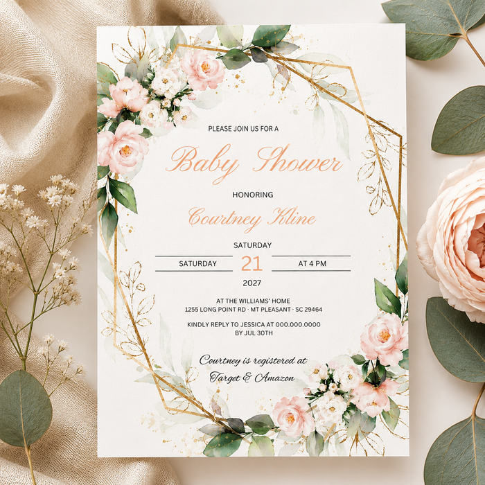 Elegant Baby Shower Invitation | Editable Canva Template