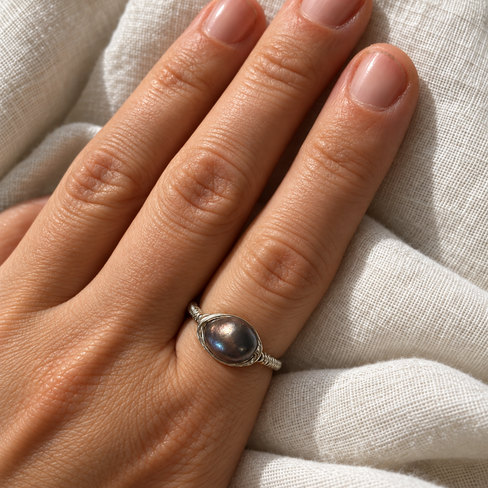 Bronze Freshwater Pearl Ring in Sterling Silver – Size 8