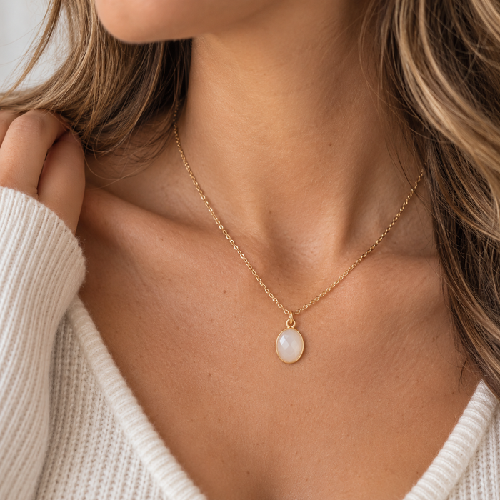 OOAK White Moonstone Necklace – 14k Gold Filled