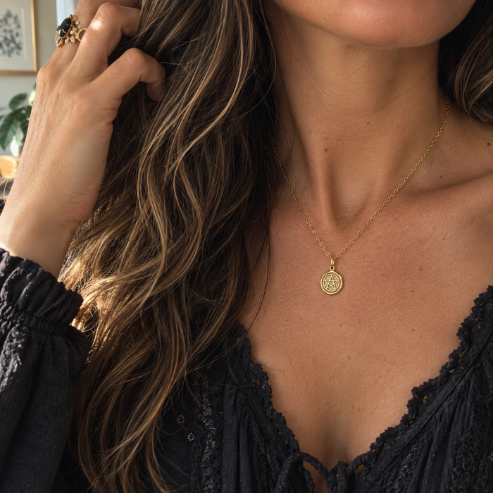 Gold Pentagram Wax Seal Necklace