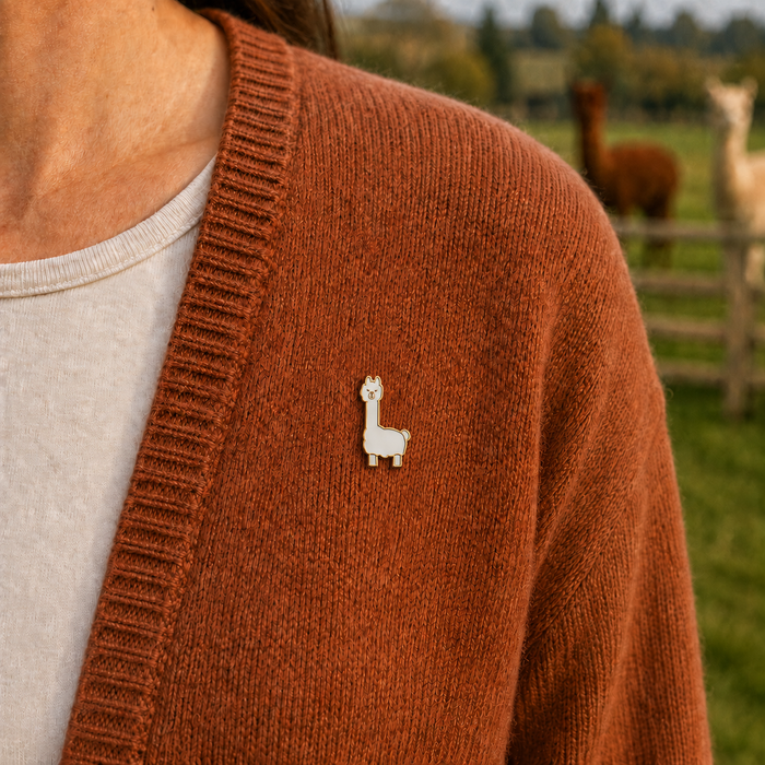 White Llama Enamel Pin