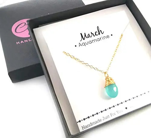 March Birthstone Necklace - 14K Gold Fill