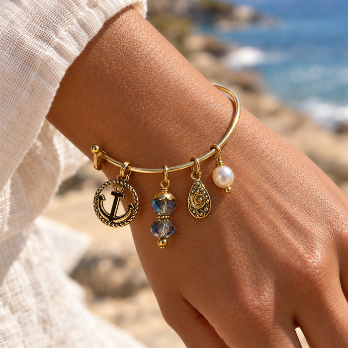 Coastal Charm Bangle with Freshwater Pearl