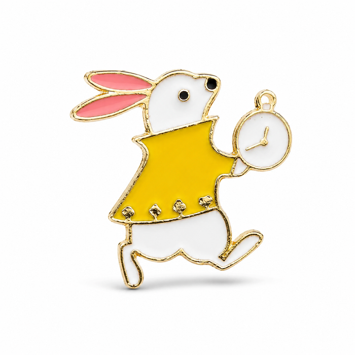 White Rabbit Pocket Watch Enamel Pin
