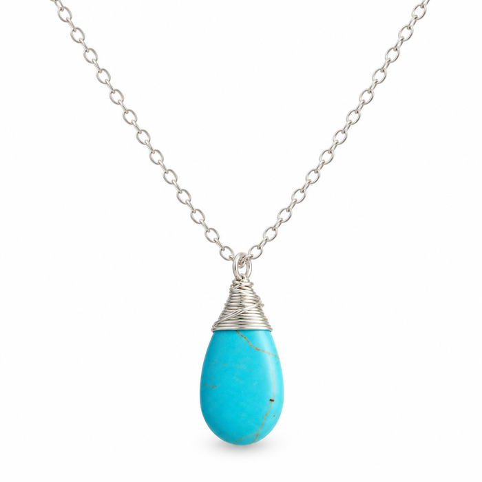 Teardrop Turquoise Sterling Silver Necklace