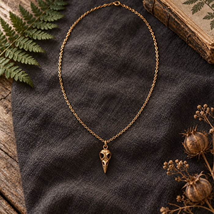 Bronze Bird Skull Necklace