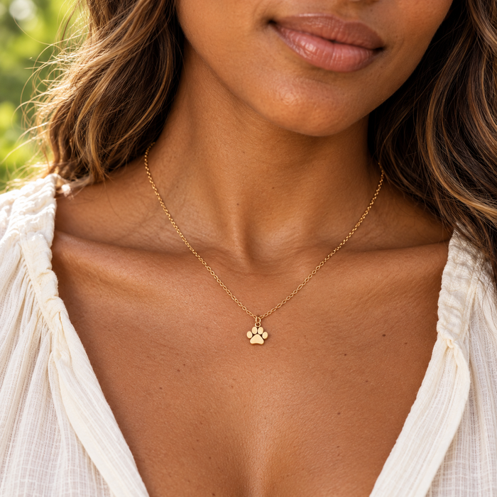 Bronze Paw Print Necklace