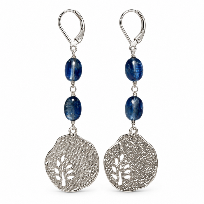 Blue Kyanite Leaf Earrings