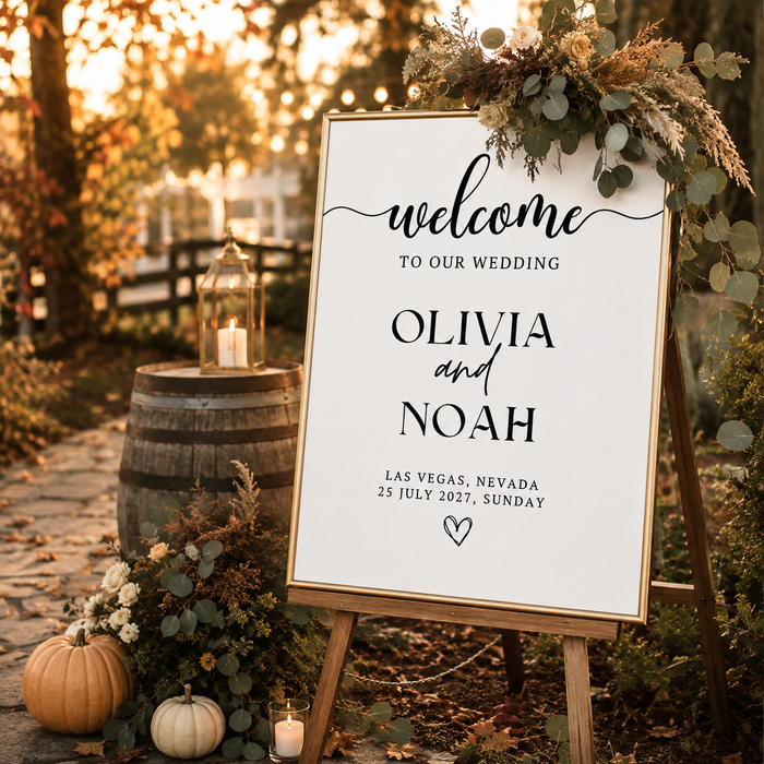 Minimalist Wedding Welcome Sign Template | Editable Canva Welcome Sign