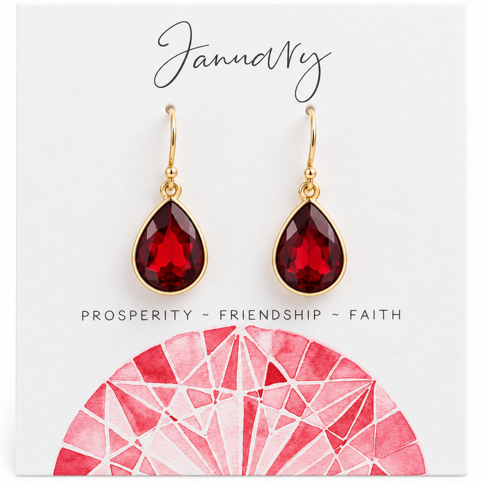 January Birthstone Garnet Teardrop Earrings – 14K Gold Filled