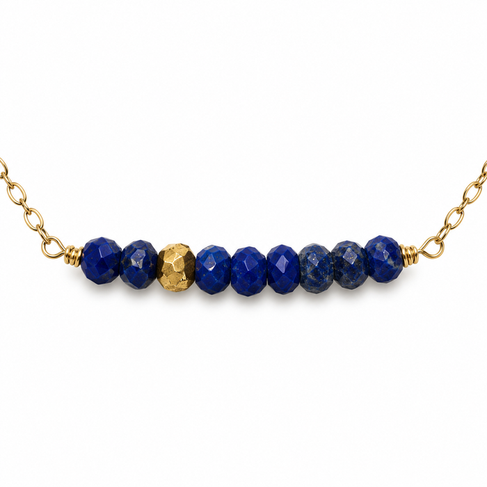 Lapis & Gold Pyrite Bar Necklace – One of a Kind