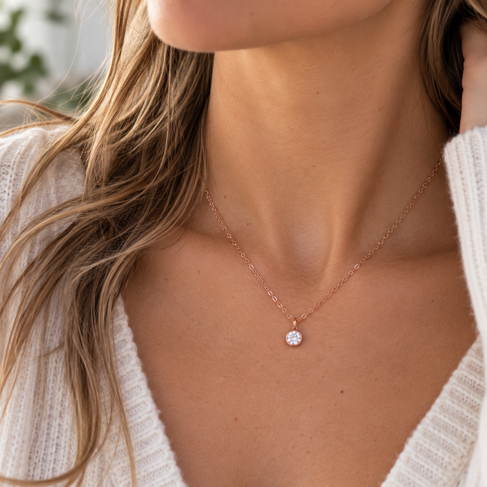 14K Rose Gold CZ Necklace – One of a Kind