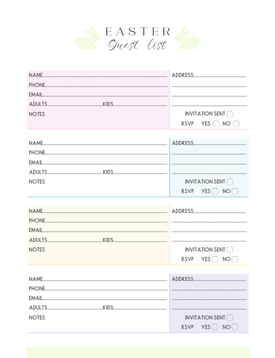 Printable Easter Planner – 40-Page Canva Template for Meals, Baskets, Egg Hunts & More