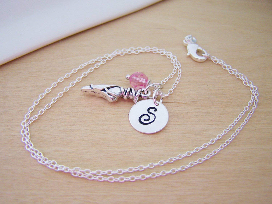Ballet Slipper Charm Necklace – Personalized Sterling Silver Jewelry