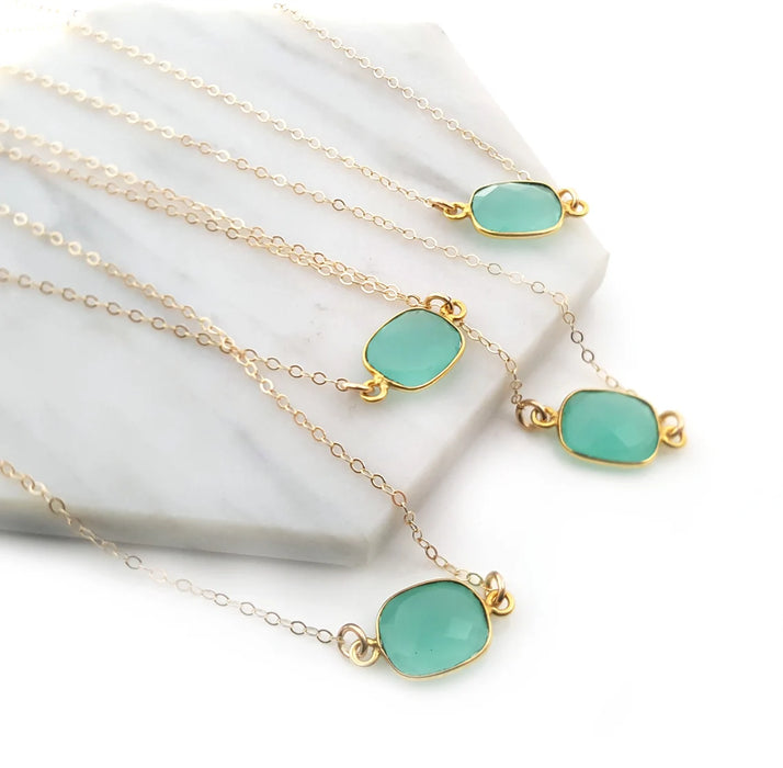 Chalcedony Gemstone Necklace - Gemstone Gold Necklace