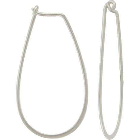 Sterling Silver Teardrop Hoop Earrings – 38x21mm Lightweight Everyday Hoops