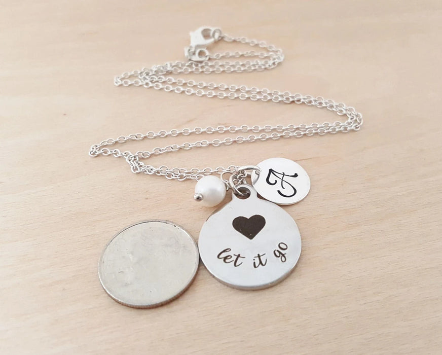 Let It Go Necklace – Sterling Silver with Birthstone & Initial Charm