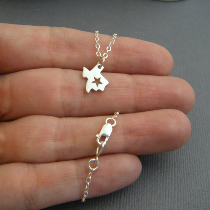 Tiny Saturn Necklace – Sterling Silver Planet with Ring Charm on 16" Chain