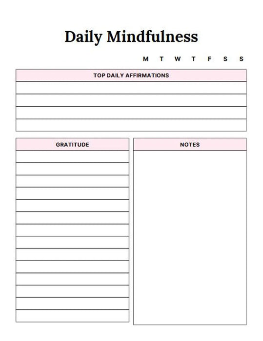 Printable self-development planner focused on manifestation and mindset