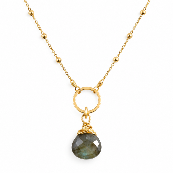 Labradorite Halo Satellite 14k Gold Filled Necklace