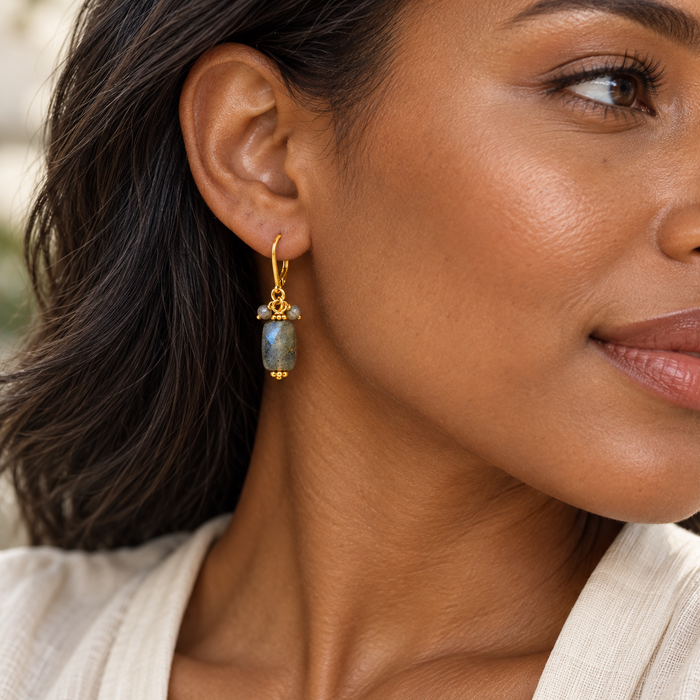 Labradorite & Gold-Filled Leverback Earrings
