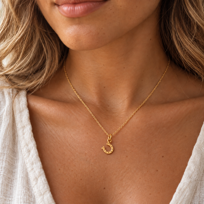 Tiny Gold Horseshoe Necklace