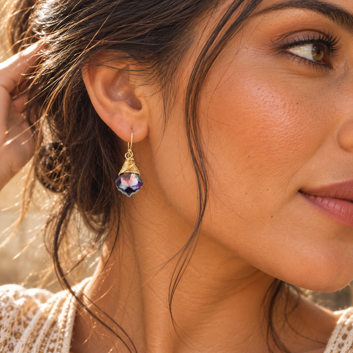 Mystic Violet Baroque Swarovski Crystal Earrings